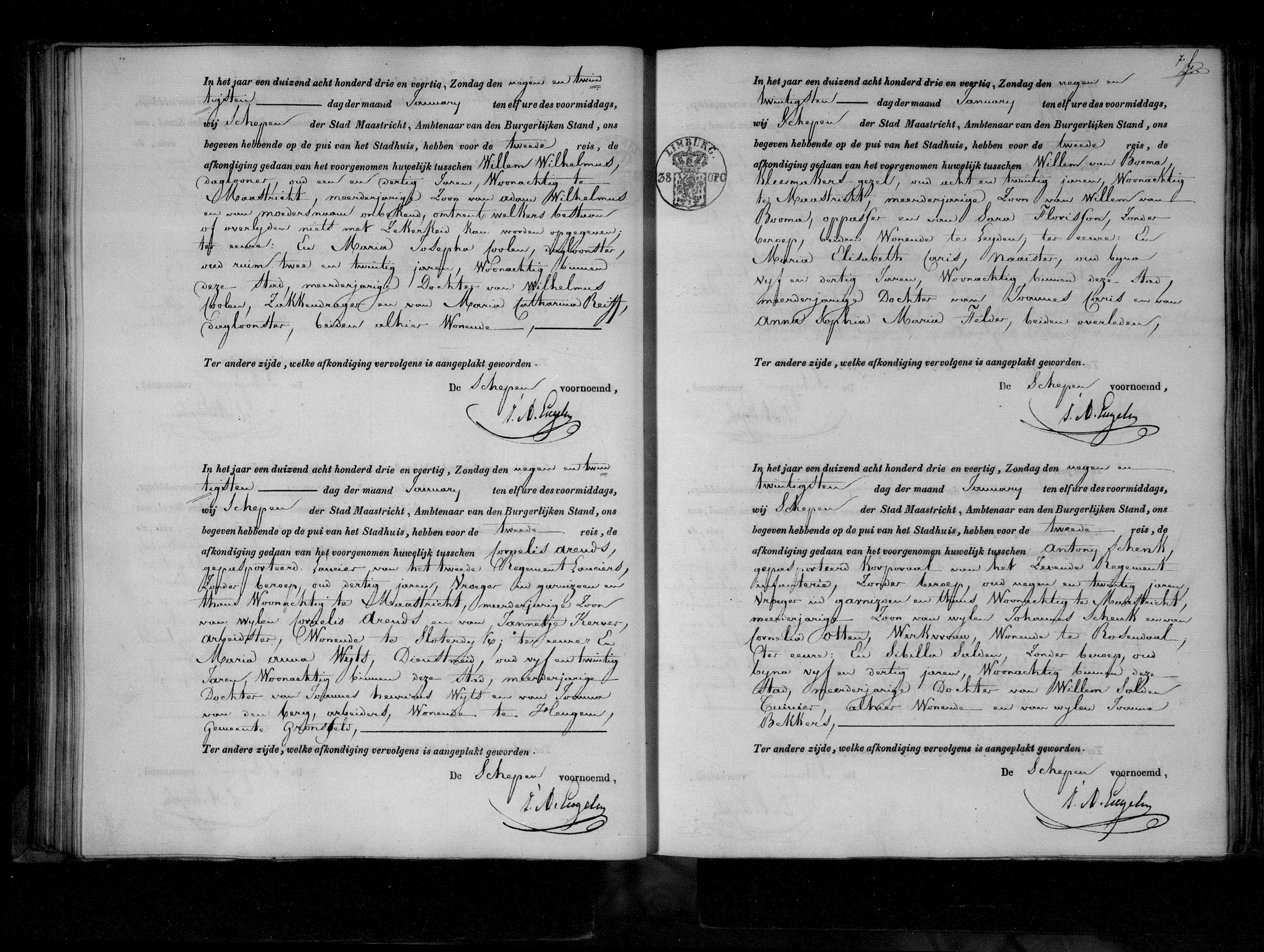 scan 278 - ondertrouw - 2de - Willem Wilhelmus - Maria Josepha Coolen - 1843-01-29